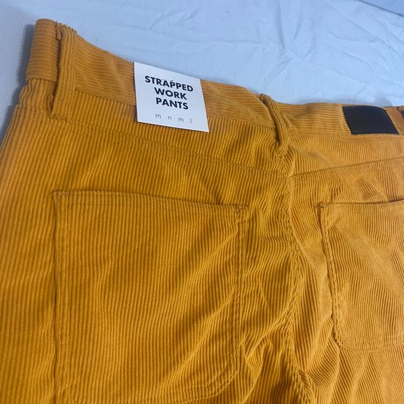 NWT MNML Yellow Corduroy 34 x 30 Strapped Carpenter Work Pants Y2K Utility - Picture 8 of 11